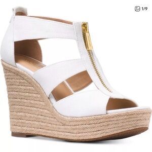 Michael Kors Damita canvas wedge espadrille sandals